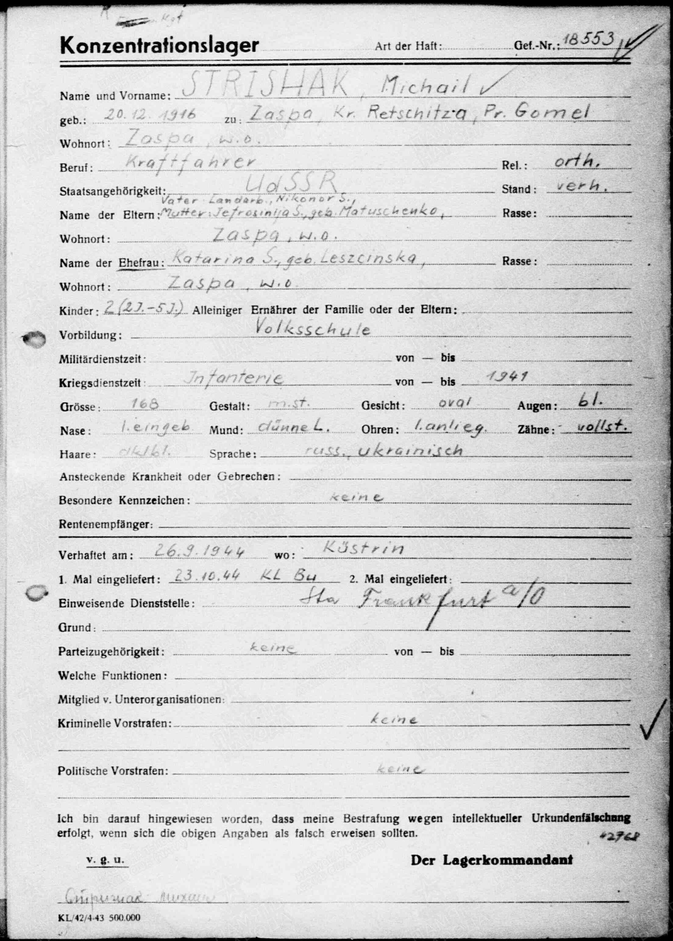 Стрижак Михаил Никонорович